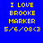 Blue background with yellow text reading "I LOVE BROOKE MARKER 5/6/08<3" in a of six , each showing different green highlight states on the word "MARKER" or date