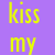 Animated sequence showing a volleyball transforming into a star and then breaking apart, with text 'kiss my' above and 'ACE!' below on yellow background.