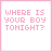 Animated contact sheet of 18 pink text frames on white background with heart symbols, displaying alternating phrases "WHERE IS YOUR BOY TONIGHT?" and "I HOPE HE IS A GENTLEMAN" in pixelated font.