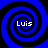 Four identical blue and black spiral patterns arranged in a , each containing the text 'Luis' at its center