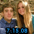 Two people stand side-by-side in a pixelated image with blue digital text overlay showing '7.15.08' at the bottom.