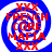 Four identical circular icons with blue and white spiral backgrounds display red text reading 'XXX FRENCH CORE MAFIA XXX' in a pixelated style.