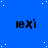 Blue background with white dots and repeated black text 'ieXi' in a pattern, with a gray rectangle in the bottom-right corner
