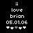Pixelated white text and symbols on black background with two variations of heart icons changing position.