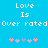 Pixelated text on bright blue background with pink and light blue symbols below, showing animation change in symbol arrangement.