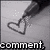 Black-and-white animation of a pen drawing a heart, with text changing from 'comment.' to 'then' and 'Favorite'.