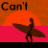 Animated icon with surfer silhouettes, orange suns, pink stripes, and text about The OC season premiere.