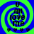 A four- of identical animated icons featuring a blue and green spiral background with black text "U all love me" and small green hearts below