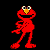 A 4x3 contact sheet of Elmo animation frames with red text captions below, showing a sequence of poses against black background.