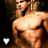 Pixelated image of a shirtless person with light brown hair, dark eyes, and a neutral expression, with a white heart symbol in the bottom-left corner.