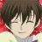 Pixelated anime-style icon of a character with short dark brown hair, closed eyes, and a neutral expression, wearing a red and white outfit against a light background.