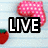 Pixelated image with 'LIVE' text over pink heart, red strawberry, and light blue background; 'LAUGH' text on right side; 'LOVE' text inside silver heart shape.