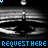 Animated sequence of a black-and-white stylized figure with blue text reading 'REQUESTHERE' across the bottom, showing subtle motion changes in the background and text.