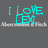Cyan pixelated text on gray background reads "I LOVE LEX" and "CHLOE" with repeated smaller text below, transitioning to "AND JULIAN" in lower section.