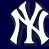A static pixelated icon featuring a white interlocking 'NY' logo on a solid dark blue background with subtle shading.