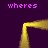 Purple background with yellow L-shaped line and four instances of pink text reading 'wheres' positioned around the shape.