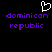 Pixelated image with purple text 'dominican republic' and a white heart outline on black background.