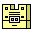 Four yellow cartoon faces with black outlines and blue eyes, arranged in a on gray background; each face has two small square eyes above three horizontal lines representing mouth