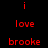 Red pixelated text on black background cycles through 'i', 'love', 'brooke' in vertical sequence.