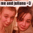 Two people with reddish-brown hair appear in a pixelated image; the top displays text reading "me and julliana -".