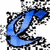 A 50x50 pixel animated buddy icon featuring a blue stylized letter C with black and white dithering effects, displayed across three sampled frames in a contact sheet layout.