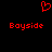 Red pixelated heart symbol above two instances of the word 'Boyside' in red text on a black background.