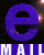 Animated sequence showing a purple 'e' icon with 'MAIL' text, transitioning through color shifts and partial visibility of background elements.