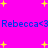 Bright pink background with yellow starbursts and blue text repeating "Rebecca<3 Rebecca<3" in two horizontal lines.