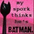 A pixelated image shows a dark bat-shaped icon on the left against a pink background with text reading 'I Spark things to be BATMAN.'