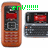 Two pixelated mobile phones side-by-side with green text above the left phone; one has a brown frame, both have red screens and dark keypads.