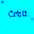 Blue background with repeated 'Cris ti' text and blue stars in various positions across the