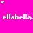A bright pink background with repeated white text 'ellabella' and scattered white stars, partially obscured by a gray rectangle in the bottom-right corner.