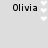 Pixelated text reads "Olivia Loves" above "Dupre Townsend" with white heart symbols on a light gray background.