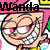 Pixelated cartoon-style icon with pink hair, closed eyes, and a wide smile showing teeth; text "Yandere" appears above the character.