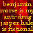 Yellow pixelated text on a red background with a gray rectangle on the right side, repeating phrases about fictional characters.
