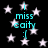 Black background with white stars and cyan text reading "i miss caity :(" arranged in four vertical