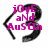 A single animated icon with a black arrow outline and pink text inside, displaying changing text across frames.