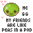 A 4-frame animated contact sheet showing a green pea-shaped cartoon character with brown eyes and pink cheeks, accompanied by pixelated text "MY FRIENDS ARE LIKE PEAS IN A POD" and small pink heart symbols in each frame.