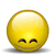 Yellow circular face with black curved eyes and a mouth that changes from closed to wide grin