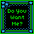 Two side-by-side pixel art frames of an animated AIM buddy icon with text "Do You Want Me?" in contrasting colors, framed by star and dotted borders on black backgrounds.
