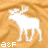 A 48x48 pixel animated contact sheet showing a white moose icon on an orange fabric background with "a&F" text, displaying subtle frame-to-frame variations in the moose's antlers and body position.
