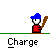 Animated sequence of a character in red shirt and blue cap holding a bat, performing a swing motion with a small red-and-white ball, followed by a transition to a different character in blue shirt and red cap.