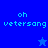 Pixelated blue background with 'oh vetersang' text and a star symbol, showing two color variations of the same design.