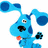 Blue cartoon dog with red cheeks and black paws appears in six with changing text overlays