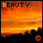 A static icon displays a sunset over a city skyline with the word "BEAUTY" at the top and an orange snowflake symbol at the bottom right.