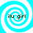 Four identical cyan and white spiral patterns arranged in a , each containing the text 'ilu girl' in black pixelated font