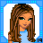 Animated contact sheet of a pixel-art character with brown hair and blue top, showing facial expressions, body parts, and text frames.