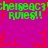 Green text 'chelseacy' and 'rules!!' on magenta background with red pixelated lines, repeated in two