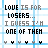 Pixelated text on a light blue background with alternating black and gray lettering, featuring repeated phrases and small symbols below