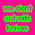 A static image with bright pink background and green-outlined text in a pixelated style, displaying a quote about cutting with hearts instead of knives or glass.